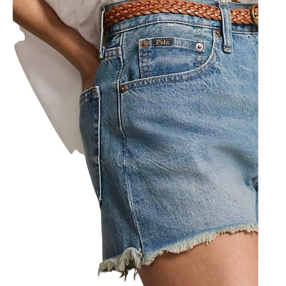 Polo Ralph Lauren Button Fly Cutoff Denim Shorts Medium Wash NWT Size 27